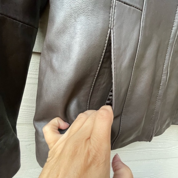 NWT Cole Haan Stone Lambskin Leather Wing Collar Jacket XS/TP - Picture 5 of 10